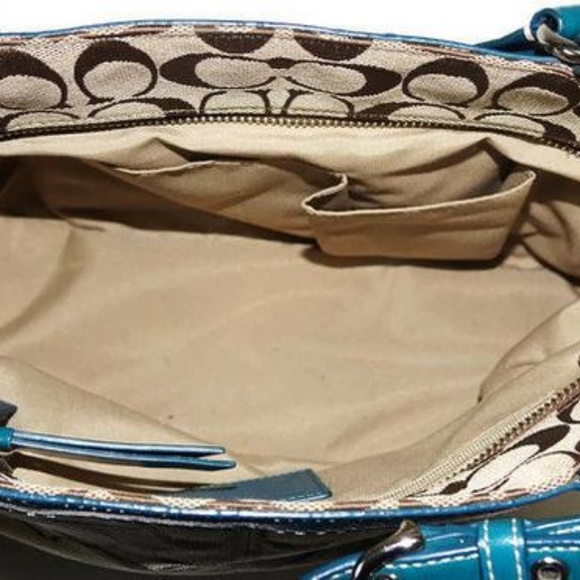 Coach Tote Signature Pleated Gallery Jacquard Blue - Picture 7 of 8